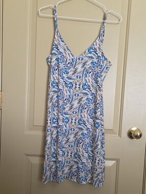 Viereck Women's Blue & Cream Swirl Slip Mini Dress
